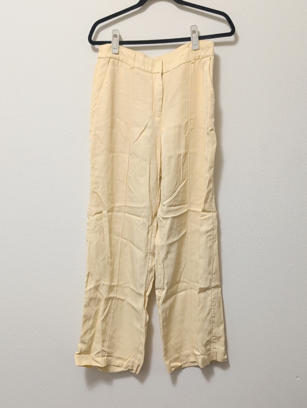 Express Pale Yellow Wide-Leg High-Waist Pants